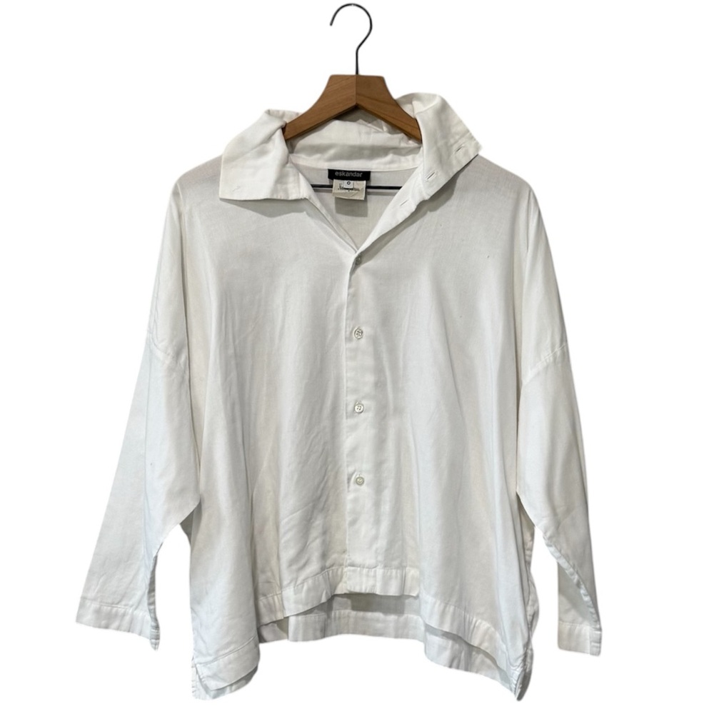 eskandar Nieman Marcus White Drop Shoulder 100% Cotton Lightweight Top